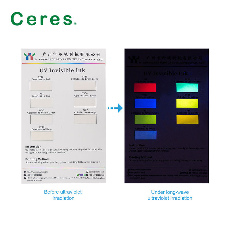 Ceres Niewidzialny Tuszu UV Bezbarwny Na Zielony Normalne Suche