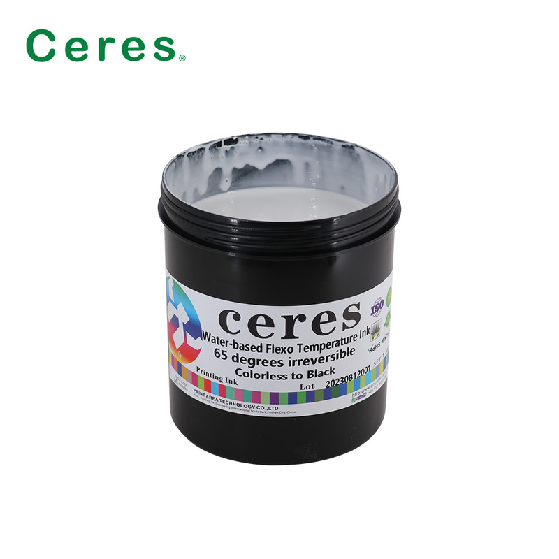 65 stopni Security Printing Ink Bezbarwny Do Czarnego Woda na Bazie Flexo Nieodwracalny Temperatura Czuły Tyn