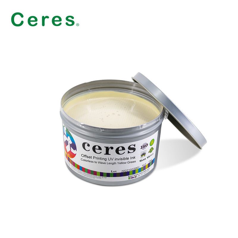 Druk offsetowy / ekranowy / flexo Bezpieczeństwo UV Niewidzialny atrament do dokumentów Żółty Zielony Kolor