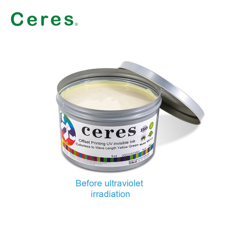 Druk offsetowy / ekranowy / flexo Bezpieczeństwo UV Niewidzialny atrament do dokumentów Żółty Zielony Kolor