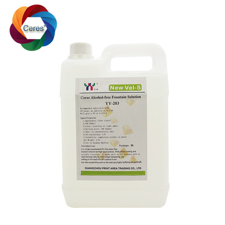 4.5ph 5.5ph Rozwiązania bezalkoholowe OFFSET Printing Chemicals UV Printer Lacki