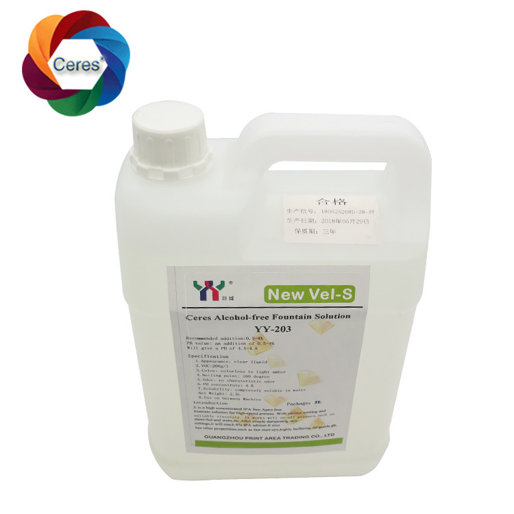 4.5ph 5.5ph Rozwiązania bezalkoholowe OFFSET Printing Chemicals UV Printer Lacki